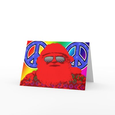 Psychedelic Santa Peace Greeting Card by Diane_N_Ennis