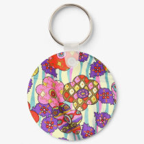 Psychedelic Sassy Flowers Key chain keychains