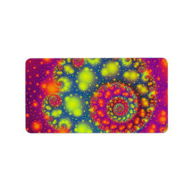 Psychedelic Spiral Neon Decorative Abstract Art Personalized Address Label