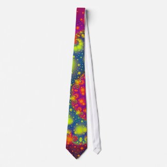 Psychedelic Spiral Neon Decorative Abstract Art Neck Tie