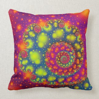 Psychedelic Spiral Neon Decorative Abstract Art Throw Pillow
