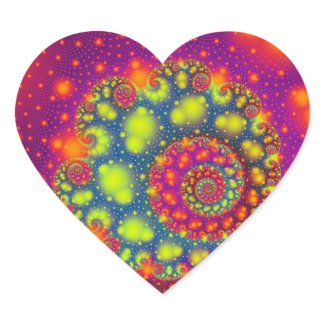 Psychedelic Spiral Neon Decorative Abstract Heart zazzle_sticker