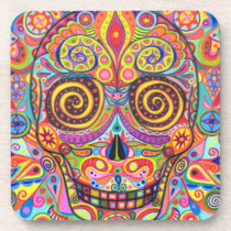 Psychedelic Sugar Skull Coasters - Set of 6
