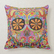 Psychedelic Sugar Skull Pillow
