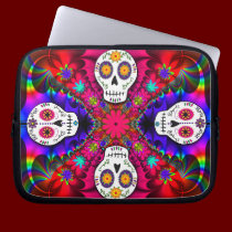 Psychedelic Sugar Skulls Laptop Bag laptop sleeves