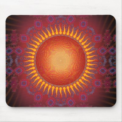 Psychedelic Sun: Spiral Fractal Design: Mousepad by spiritswitchboard