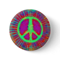 Psychedelic Tie-Dye Peace Sign Buttons
