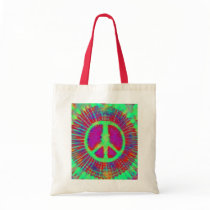 Psychedelic Tie-Dye Peace Sign Canvas Bags