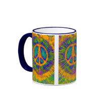 Psychedelic Tie Dye Peace Sign Coffee Mugs