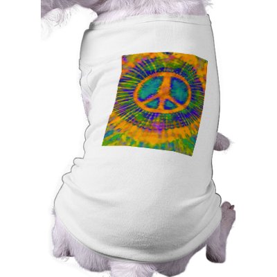 Psychedelic Tie Dye Peace Sign Dog Shirt by makelovenotwar