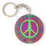 Psychedelic Tie-Dye Peace Sign Key Chain