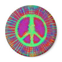 Psychedelic Tie-Dye Peace Sign magnets by makelovenotwar Psychedelic Tie-Dye Peace Sign magnets