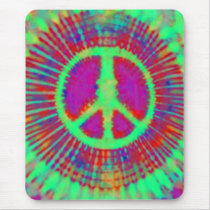 Psychedelic Tie-Dye Peace Sign Mouse Pad
