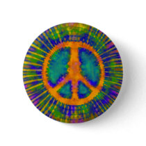 Psychedelic Tie Dye Peace Sign Pinback Button