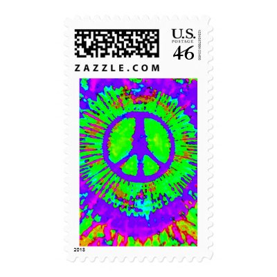 Psychedelic Tie Dye Peace Sign Stamps by makelovenotwar