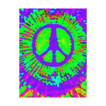 Psychedelic Tie Dye Peace Sign postcards by makelovenotwar Psychedelic Tie Dye Peace Sign postcards
