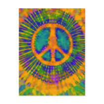 Psychedelic Tie Dye Peace Sign postcards by makelovenotwar Psychedelic Tie Dye Peace Sign postcards