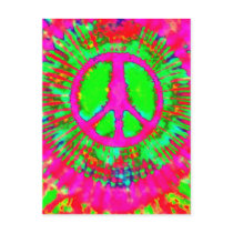Psychedelic Tie Dye Peace Sign postcards by makelovenotwar Psychedelic Tie Dye Peace Sign postcards
