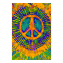 Psychedelic Tie Dye Peace Sign posters