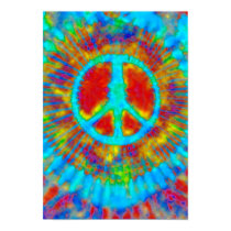 Psychedelic Tie Dye Peace Sign posters