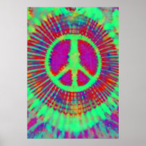 Psychedelic Tie-Dye Peace Sign Poster