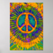 Psychedelic Tie Dye Peace Sign Print