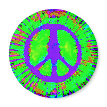 Psychedelic Tie Dye Peace Sign Refrigerator Magnet