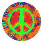 Psychedelic Tie Dye Peace Sign Round Sticker
