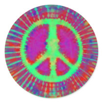 Psychedelic Tie-Dye Peace Sign stickers by makelovenotwar Psychedelic Tie-Dye Peace Sign stickers