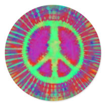 Psychedelic Tie-Dye Peace Sign Stickers