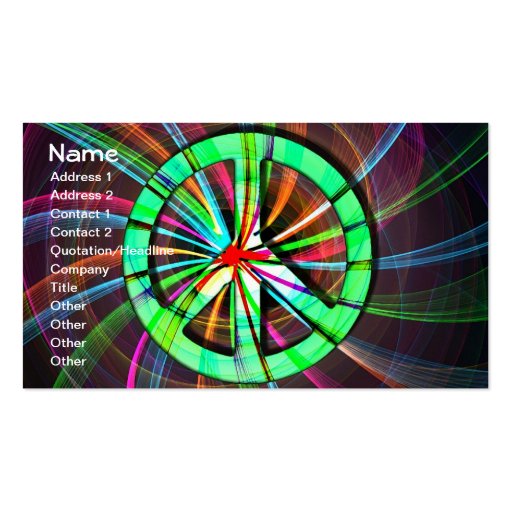 Psychedelic Trippy Peace Sign Business Card Template (front side)