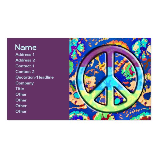 Psychedelic Trippy Purple Peace Sign Business Cards