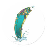 Psychedelic Trout Fishing Round Sticker