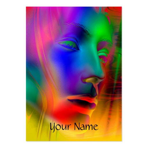 Psychedelic Woman Face + your text Business Card Templates (front side)