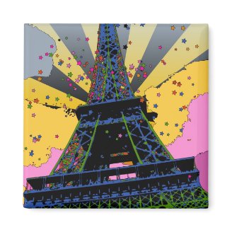 Psychedelic World: Eiffel Tower, Paris France A1 Magnets
