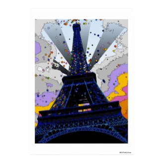 Psychedelic World: Eiffel Tower Paris France A2 Posters