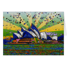 Psychedelic World: Sydney Australia Skyline A2 Card