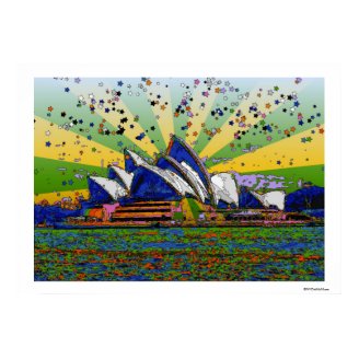 Psychedelic World: Sydney Australia Skyline A2 Print