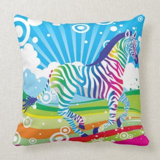 Colorful Psychedelic Decor Zebra Throw Pillow