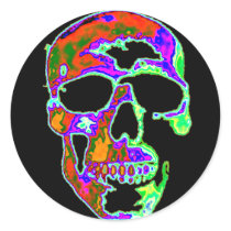 Psychedellic Skull Round Stickers