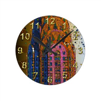 Psychedlic NYC: Chrysler Building Top Closeup #1 Wall Clocks