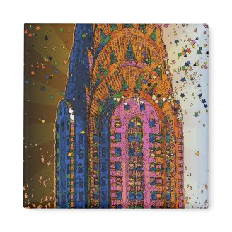 Psychedlic NYC: Chrysler Building Top Closeup #1 Magnets
