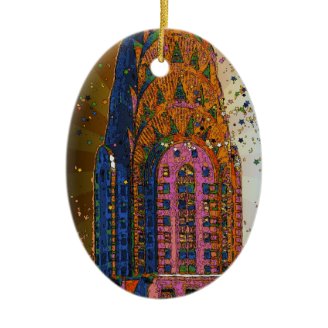 Psychedlic NYC: Chrysler Building Top Closeup #1 Christmas Ornament
