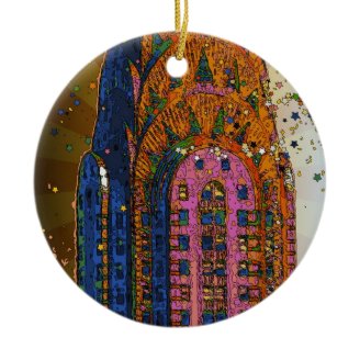 Psychedlic NYC: Chrysler Building Top Closeup #1 Ornament