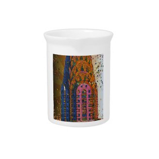 Psychedlic NYC: Chrysler Building Top Closeup #1 Beverage Pitchers