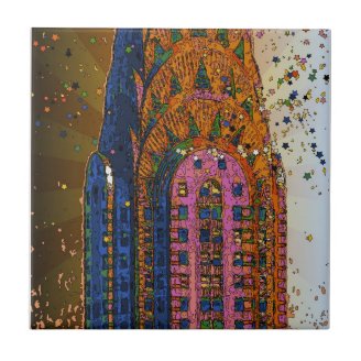 Psychedlic NYC: Chrysler Building Top Closeup #1 Ceramic Tiles