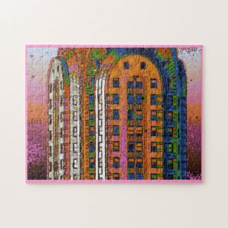 Psychedlic NYC: Chrysler Building Top Closeup #2 Puzzle