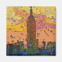 Psychedlic NYC: Empire State Building #1 Refrigerator Magnets