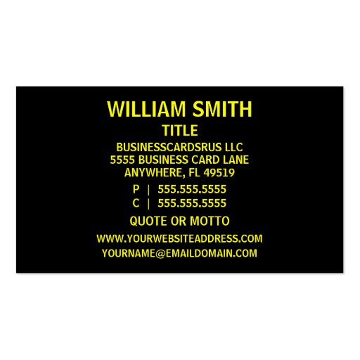 Psychic Black and Yellow Matted Frame Business Cards (back side)