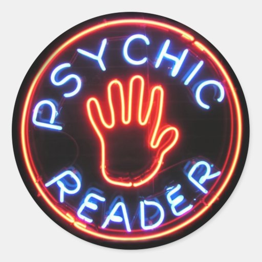 Psychic Reader Neon Sign Classic Round Sticker Zazzle